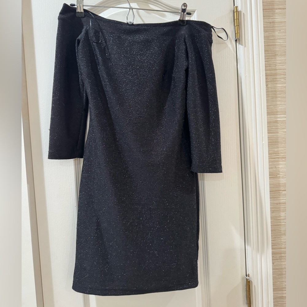 Off the shoulder black sparkly dress